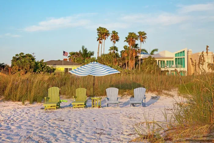 Framed Print : Florida, Saint Petersburg Beach, adirondack chairs on beachfront Framed Print : Florida, Saint Petersburg Beach, adirondack chairs on beachfront