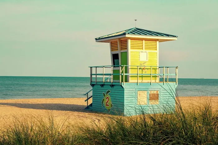 Framed Print : Florida, South Florida, Pompano Beach, lifeguard station Framed Print : Florida, South Florida, Pompano Beach, lifeguard station