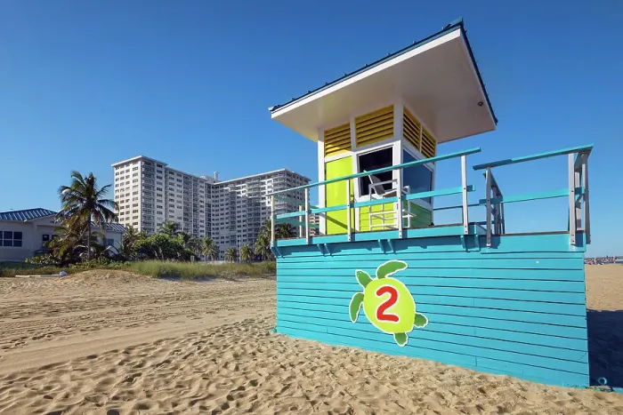 Framed Print : Florida, South Florida, Pompano Beach, lifeguard house on the beach