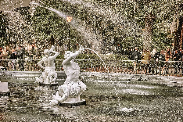 Georgia, Savannah, Forsyth Fountain, historic district