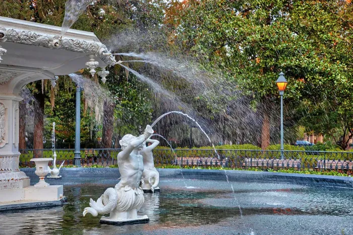 Framed Print : Georgia, Savannah, Forsyth Fountain, historic district Framed Print : Georgia, Savannah, Forsyth Fountain, historic district