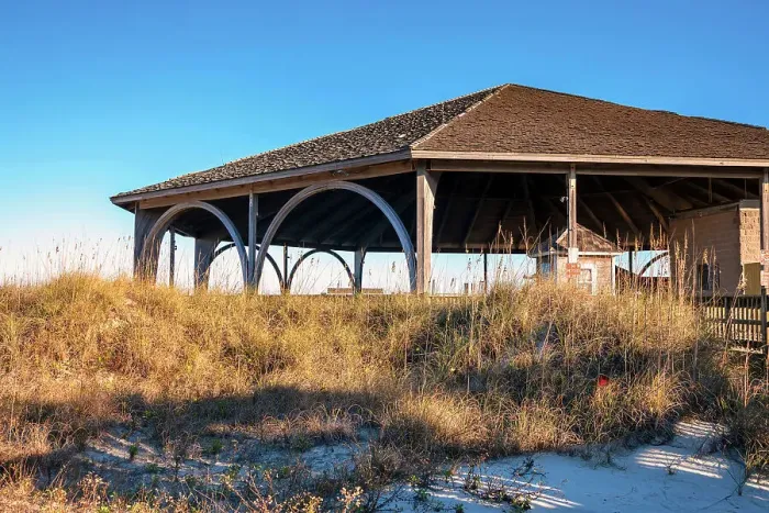 Framed Print : Georgia, Tybee Island, Tybee Beach and pavilion Framed Print : Georgia, Tybee Island, Tybee Beach and pavilion