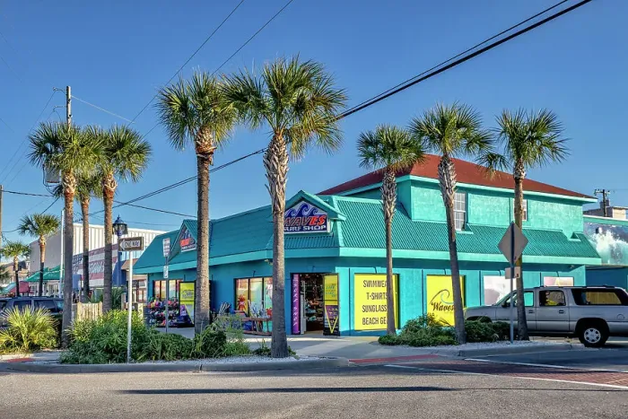 Framed Print : Georgia, Tybee Island, Tybrisa Street, local stores, Waves, souvenir shop Framed Print : Georgia, Tybee Island, Tybrisa Street, local stores, Waves, souvenir shop