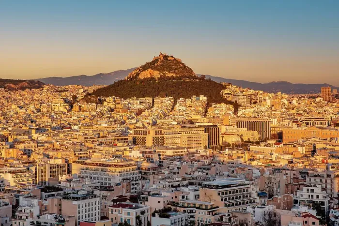 Framed Print : Greece, Athens, Cityscape with Mount Lycabettos Framed Print : Greece, Athens, Cityscape with Mount Lycabettos