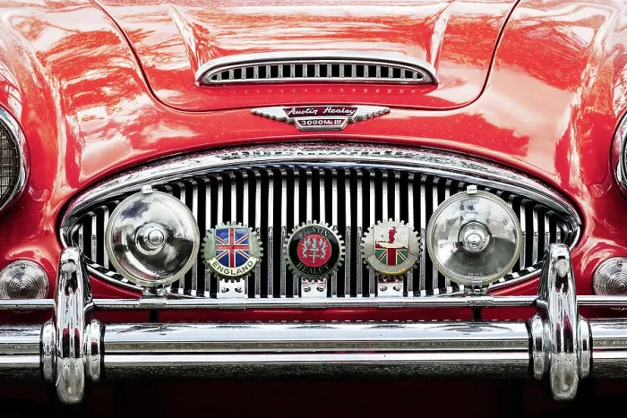 Framed Print : Front grille of an Austin Healy 3000