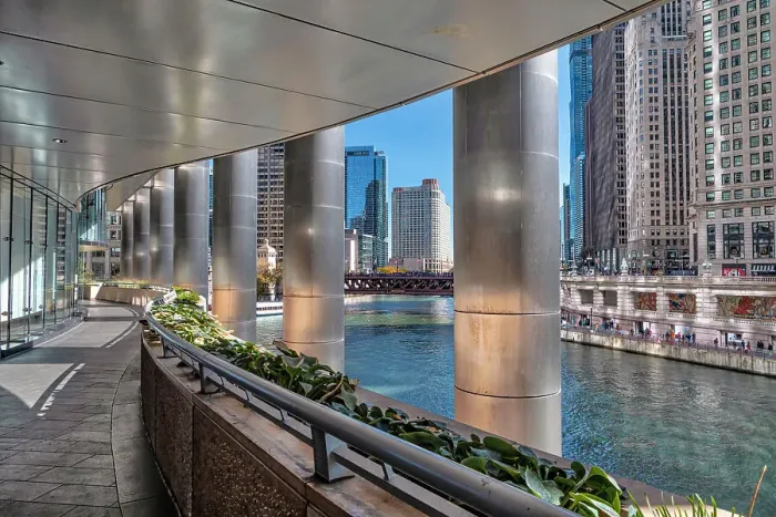 Framed Print : Illinois, Chicago, River Walk from Trump Building Framed Print : Illinois, Chicago, River Walk from Trump Building