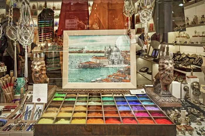 Framed Print : Italy, Veneto, Venice, Art store selling pigments Framed Print : Italy, Veneto, Venice, Art store selling pigments