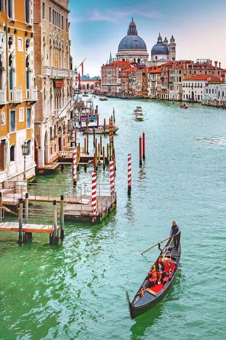 Framed Print : Italy, Veneto, Venice, Gondola on Grand Canal with Santa Maria della Salute in the background Framed Print : Italy, Veneto, Venice, Gondola on Grand Canal with Santa Maria della Salute in the background