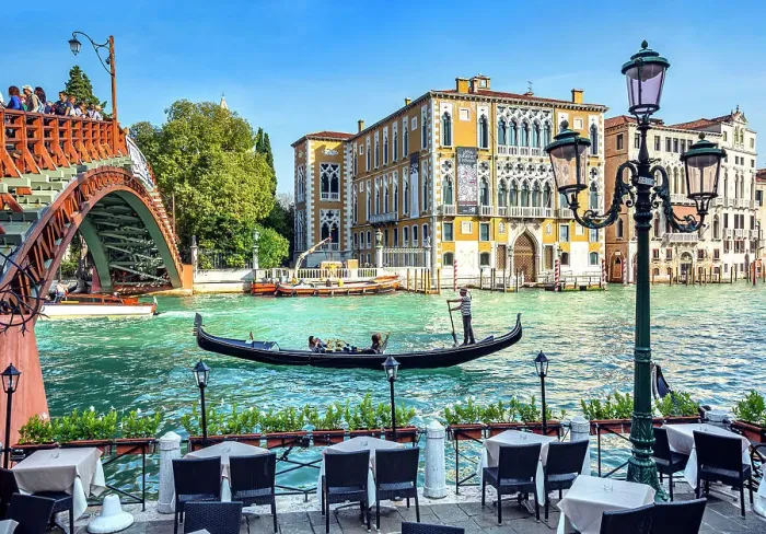 Framed Print : Italy, Veneto, Venice, Ponte dell'Accademia over Grand Canal with Gondola