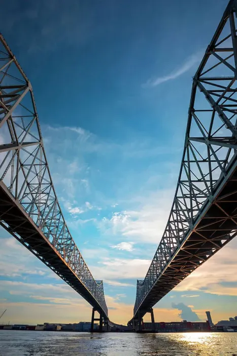 Framed Print : Louisiana, New Orleans, The Crescent City Connection Bridges over the Mississippi River