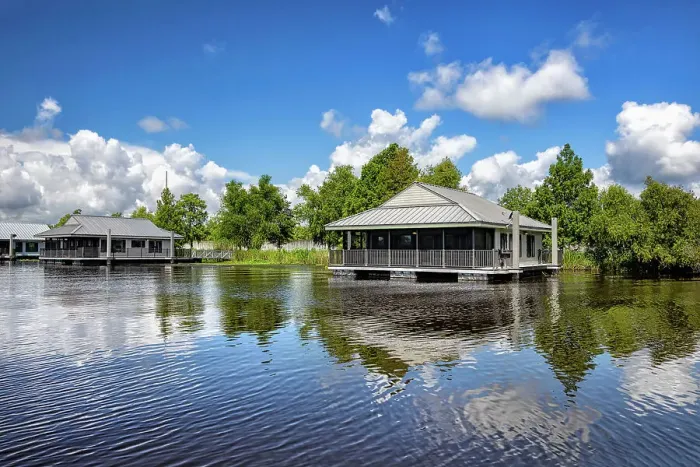 Framed Print : Louisiana, Westwego, Cabins at The Bayou Segnette State Park Framed Print : Louisiana, Westwego, Cabins at The Bayou Segnette State Park