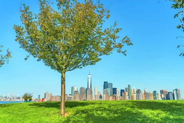 Framed Print : Lower Manhattan seen from Liberty Park in Jersey City, New Jersey