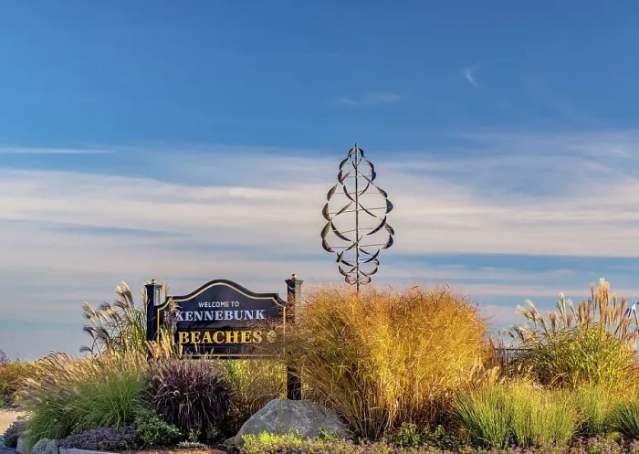 Framed Print : Maine, Kennebunk, Beaches Sign & Wind Sculpture Framed Print : Maine, Kennebunk, Beaches Sign & Wind Sculpture