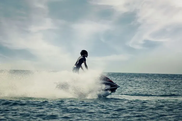 Framed Print : Man Jet skiing
