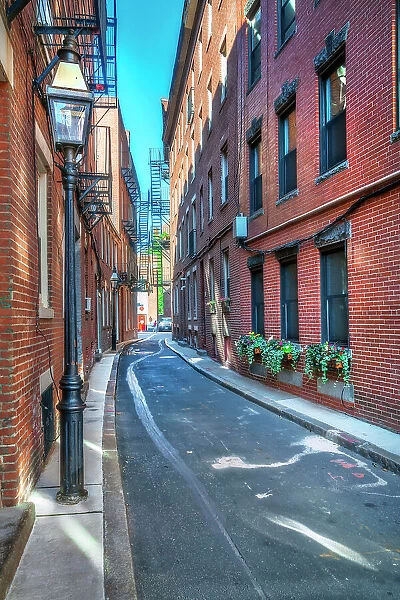 Massachusetts, Boston, typical narrow street scene