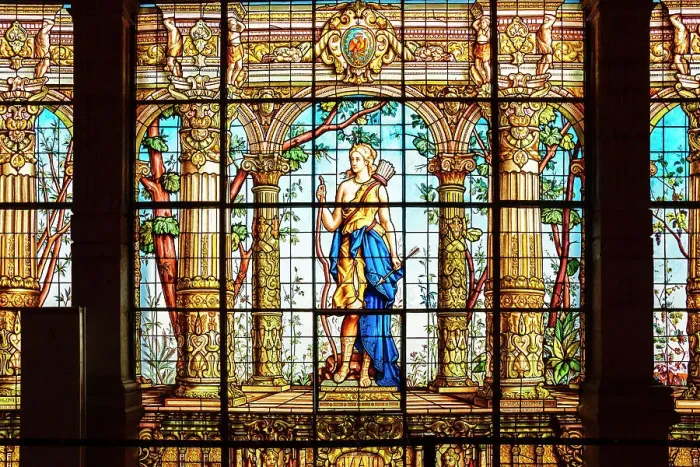 Framed Print : Mexico, Mexico City, Chapultepec Castle, detail of corridor with stained glass wall Framed Print : Mexico, Mexico City, Chapultepec Castle, detail of corridor with stained glass wall