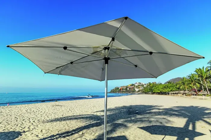 Framed Print : Mexico, Nayarit, Beach Umbrella at La Manzanilla beach