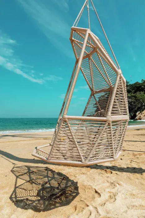 Framed Print : Mexico, Puerto Vallarta, beach with hammock chair