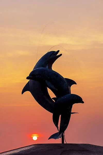 Mexico, Puerto Vallarta, The Friendship Fountain or The Dancing Dolphins Fountain