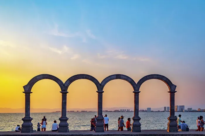 Framed Print : Mexico, Puerto Vallarta, The Malecon Arches, downtown Framed Print : Mexico, Puerto Vallarta, The Malecon Arches, downtown