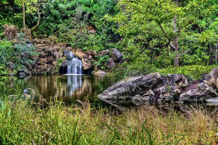 Framed Print : Morikami Museum and Japanese Gardens, waterfall Framed Print : Morikami Museum and Japanese Gardens, waterfall