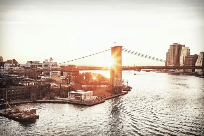 Framed Print : New York City, Brooklyn, View of Brooklyn Bridge Park, Bridge and Jane's Carousel Framed Print : New York City, Brooklyn, View of Brooklyn Bridge Park, Bridge and Jane's Carousel