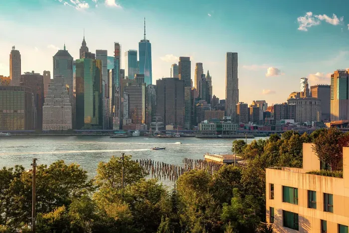 Framed Print : New York City, Brooklyn, View of New York City Skyline from Brooklyn Heights Framed Print : New York City, Brooklyn, View of New York City Skyline from Brooklyn Heights