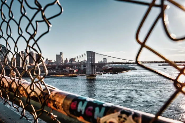 Framed Print : New York City, East River Scene with Brooklyn Bridge Park viewed from Manhattan Bridge Framed Print : New York City, East River Scene with Brooklyn Bridge Park viewed from Manhattan Bridge