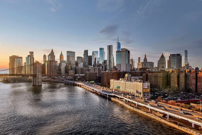 Framed Print : New York City, East River Scene with Lower East Side skyline viewed from Manhattan Bridge Framed Print : New York City, East River Scene with Lower East Side skyline viewed from Manhattan Bridge