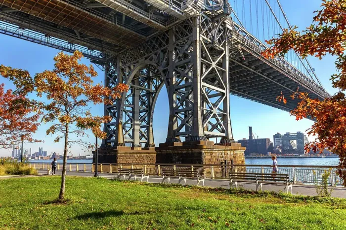 Framed Print : New York City, John V. Lindsay East River Park and Williamsburg Bridge Framed Print : New York City, John V. Lindsay East River Park and Williamsburg Bridge