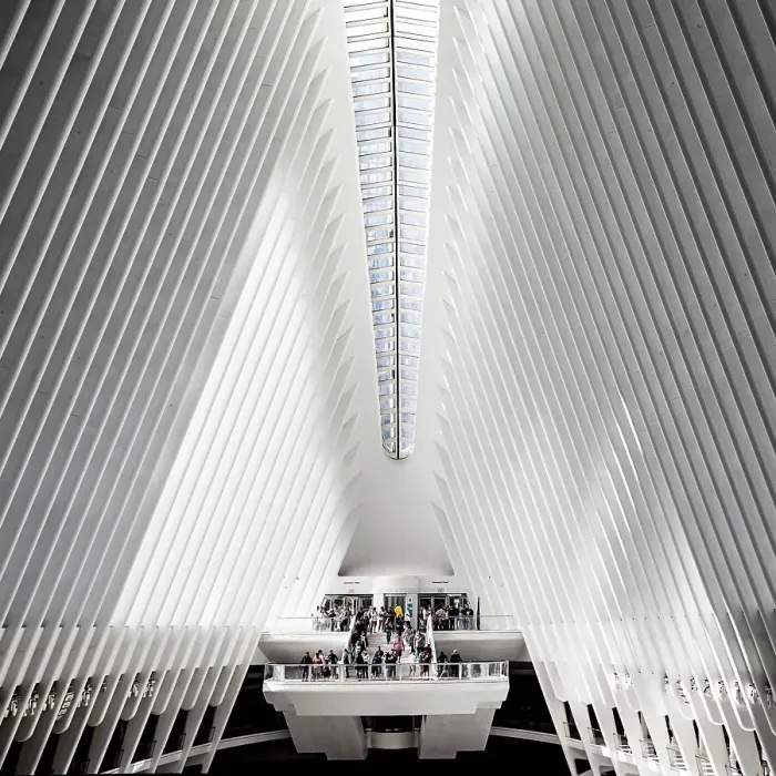 Framed Print : New York City, Lower Manhattan, Inside Oculus at Westfield World Trade Center, Architectural ribs