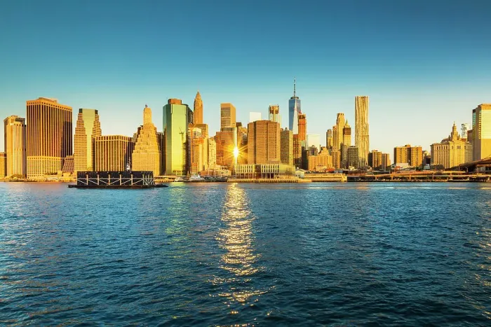 Framed Print : New York City, Lower Manhattan seen from Brooklyn Framed Print : New York City, Lower Manhattan seen from Brooklyn