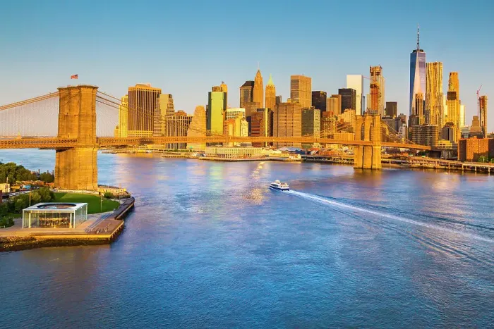 Framed Print : New York City, Lower Manhattan seen from Brooklyn Framed Print : New York City, Lower Manhattan seen from Brooklyn
