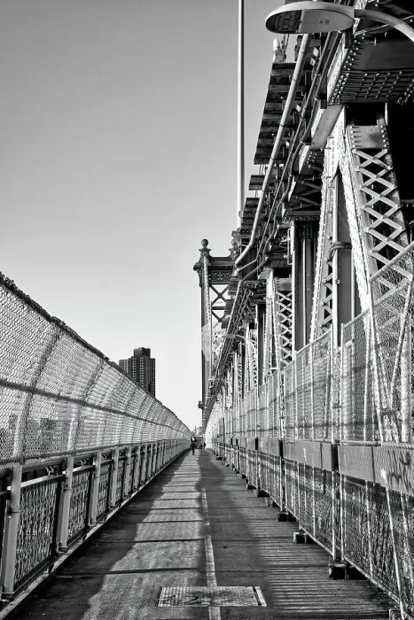 Framed Print : New York City, Manhattan Bridge, View of dreamlike walkway