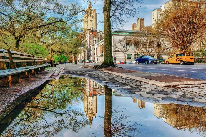 Framed Print : New York City, Manhattan, Central Park West, Scene with San Remo Towers Framed Print : New York City, Manhattan, Central Park West, Scene with San Remo Towers