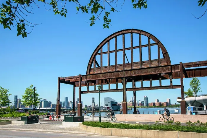 Framed Print : New York City, Manhattan, Hudson River Park, Old Cunard structure at Pier 54