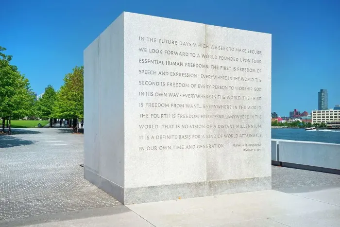 Framed Print : New York City, Roosevelt Island, Franklin D. Roosevelt Four Freedoms Park Framed Print : New York City, Roosevelt Island, Franklin D. Roosevelt Four Freedoms Park