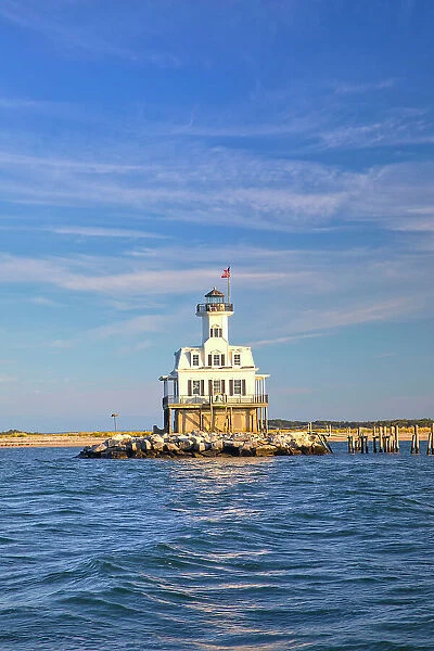 New York, Long Island, Long Beach Bar Lighthouse on the Long Island Sound