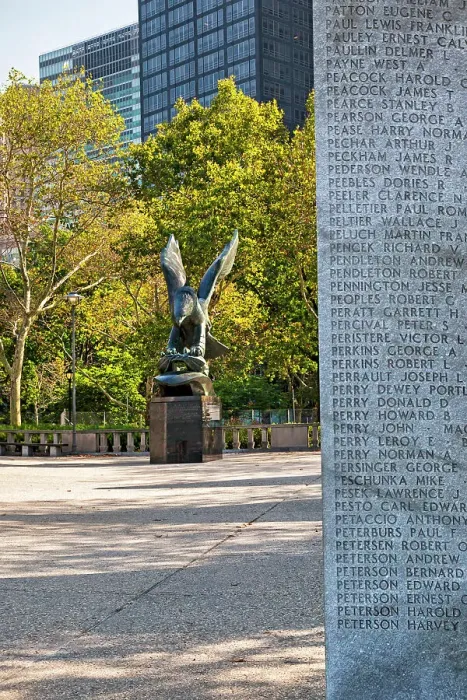 Framed Print : New York, NYC, Battery Park City, Eagle Statue by Albino Manca S, East Coast Being Memorial, wall with names Framed Print : New York, NYC, Battery Park City, Eagle Statue by Albino Manca S, East Coast Being Memorial, wall with names