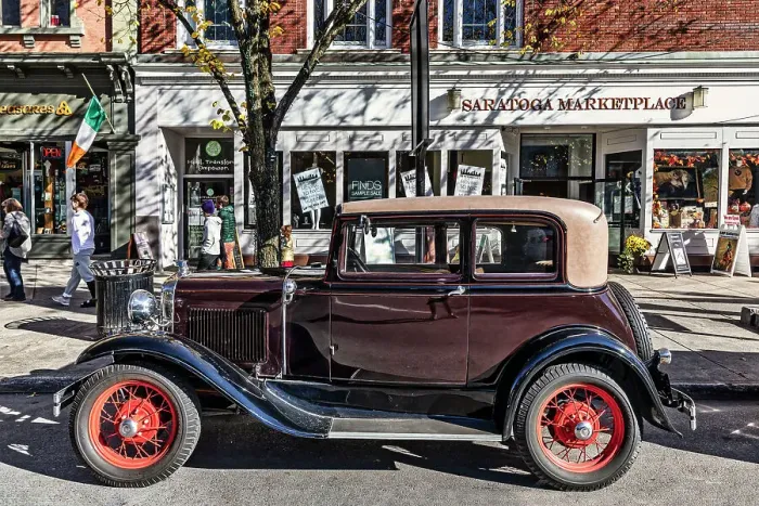 Framed Print : New York, Saratoga Springs, old fashion car Framed Print : New York, Saratoga Springs, old fashion car