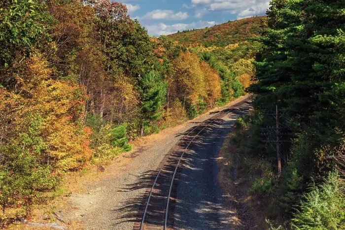 Framed Print : New York State fall colors with train tracks, Cuddybackville Framed Print : New York State fall colors with train tracks, Cuddybackville