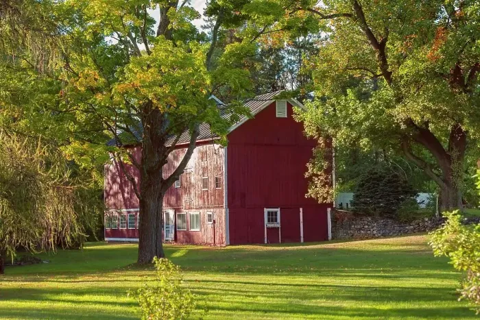 Framed Print : New York, Warwick, Farm with red barn Framed Print : New York, Warwick, Farm with red barn