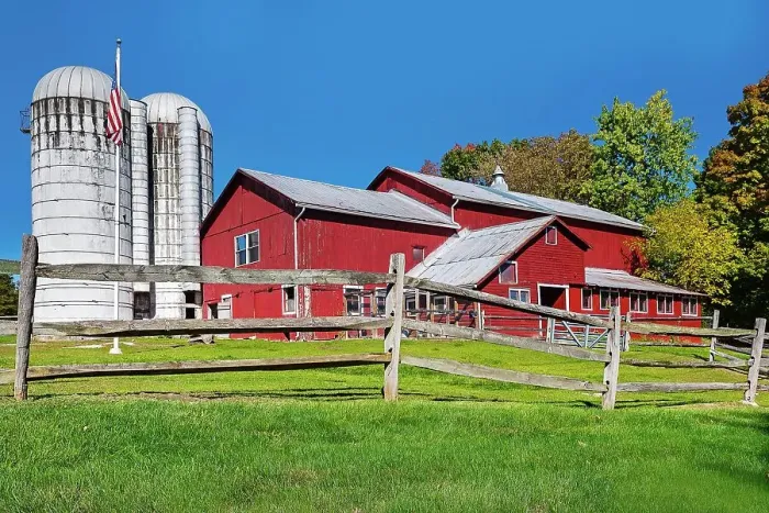 Framed Print : New York, Warwick, Traditional farm with red barn Framed Print : New York, Warwick, Traditional farm with red barn