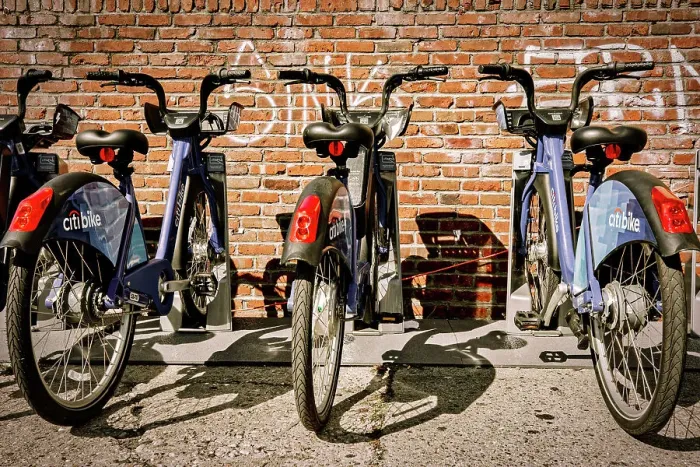 Framed Print : NJ, Hoboken, Citibikes, bike share Framed Print : NJ, Hoboken, Citibikes, bike share