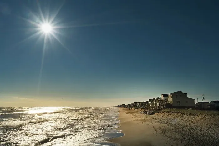 Framed Print : North Carolina, Outer Banks, Kitty Hawk, beach scene Framed Print : North Carolina, Outer Banks, Kitty Hawk, beach scene