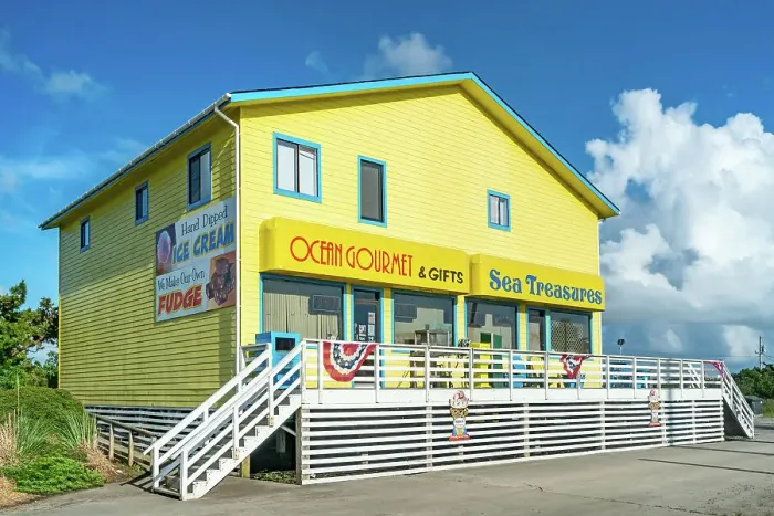 Framed Print : North Carolina, Outer Banks, Rodanthe, souvenir shops along highway 12 Framed Print : North Carolina, Outer Banks, Rodanthe, souvenir shops along highway 12