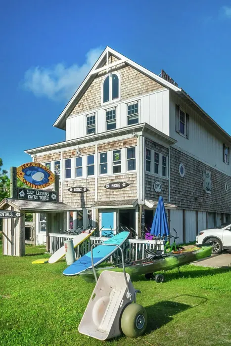 Framed Print : North Carolina, Outer Banks, Salvo, Duck Village Outfitters store along NC Highway 12 Framed Print : North Carolina, Outer Banks, Salvo, Duck Village Outfitters store along NC Highway 12