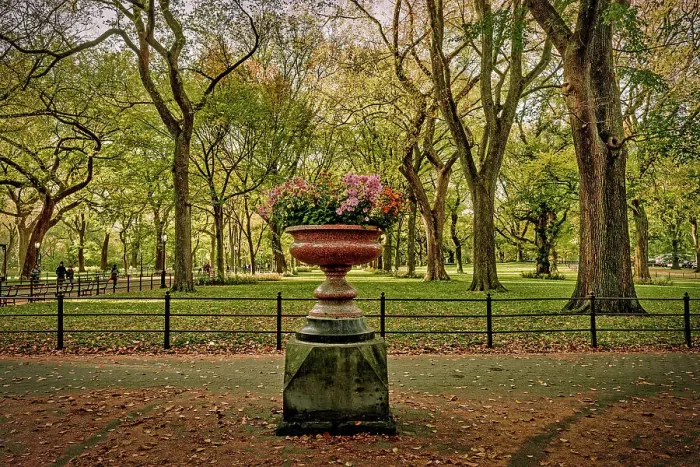 Framed Print : NY, NYC, Flower Urn at Central Park Mall