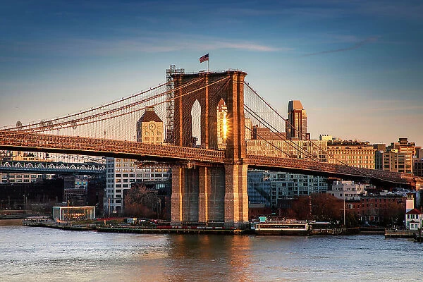 NYC, Manhattan, Brooklyn Bridge Park and Brooklyn Bridge