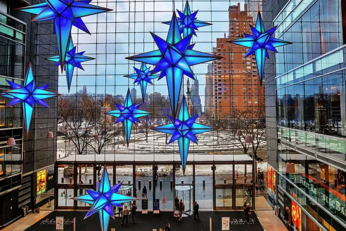 Framed Print : NYC, Manhattan, Columbus Circle, Time Warner Center, Christmas Decorations Framed Print : NYC, Manhattan, Columbus Circle, Time Warner Center, Christmas Decorations
